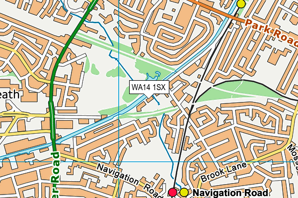 WA14 1SX map - OS VectorMap District (Ordnance Survey)