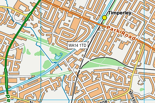 WA14 1TD map - OS VectorMap District (Ordnance Survey)
