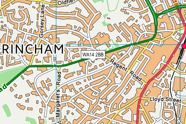 WA14 2BB map - OS VectorMap District (Ordnance Survey)