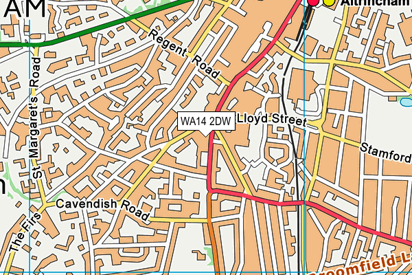 WA14 2DW map - OS VectorMap District (Ordnance Survey)