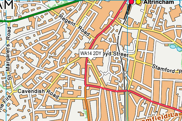 WA14 2DY map - OS VectorMap District (Ordnance Survey)