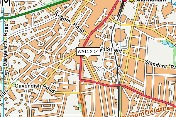 WA14 2DZ map - OS VectorMap District (Ordnance Survey)