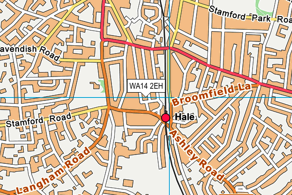 WA14 2EH map - OS VectorMap District (Ordnance Survey)