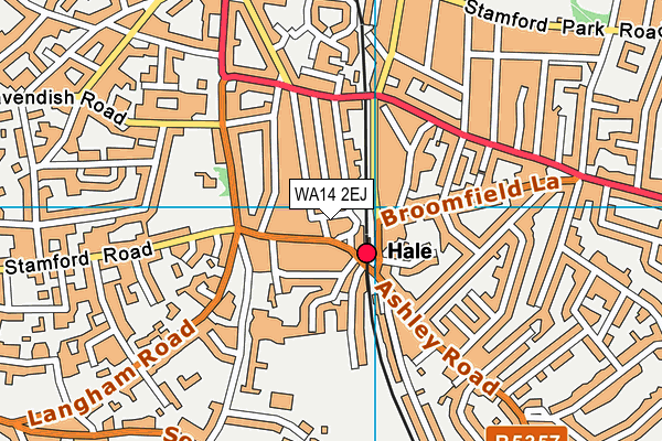 WA14 2EJ map - OS VectorMap District (Ordnance Survey)