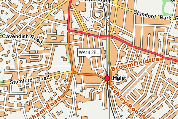 WA14 2EL map - OS VectorMap District (Ordnance Survey)