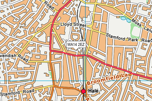 WA14 2EZ map - OS VectorMap District (Ordnance Survey)