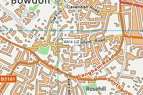 WA14 2JZ map - OS VectorMap District (Ordnance Survey)