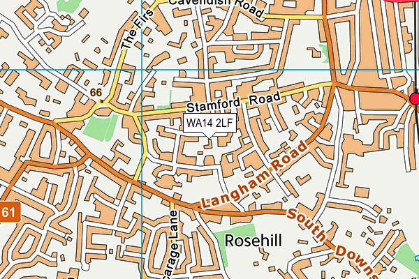 WA14 2LF map - OS VectorMap District (Ordnance Survey)