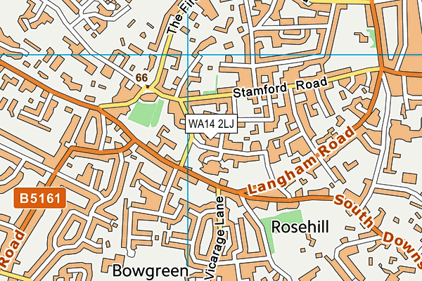 WA14 2LJ map - OS VectorMap District (Ordnance Survey)