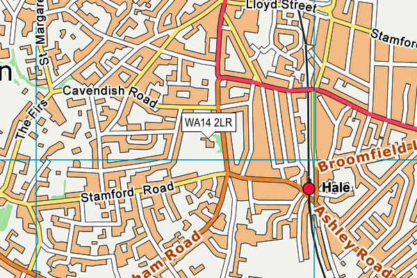 WA14 2LR map - OS VectorMap District (Ordnance Survey)