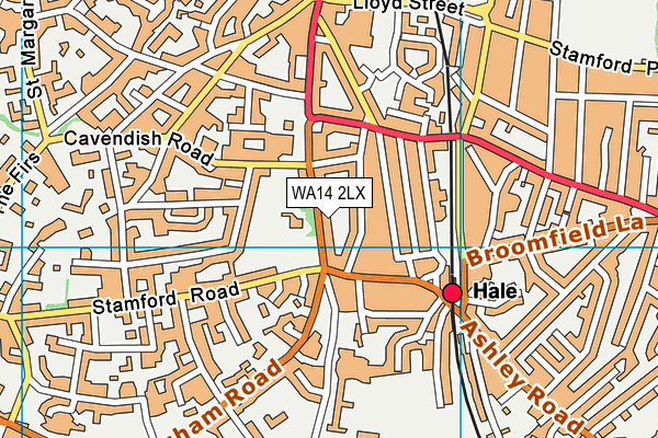 WA14 2LX map - OS VectorMap District (Ordnance Survey)
