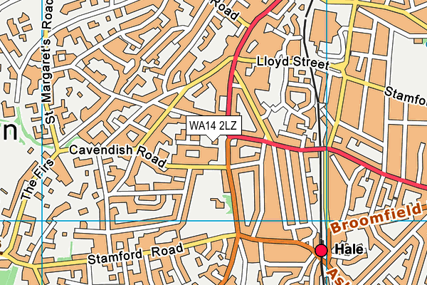 WA14 2LZ map - OS VectorMap District (Ordnance Survey)