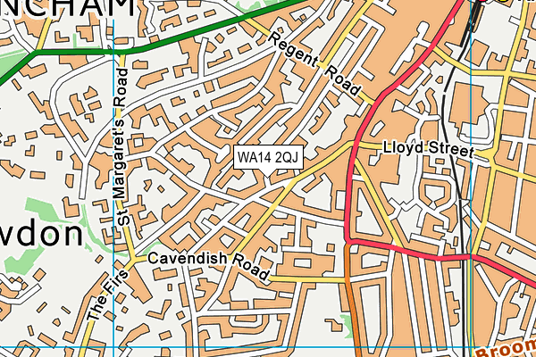WA14 2QJ map - OS VectorMap District (Ordnance Survey)