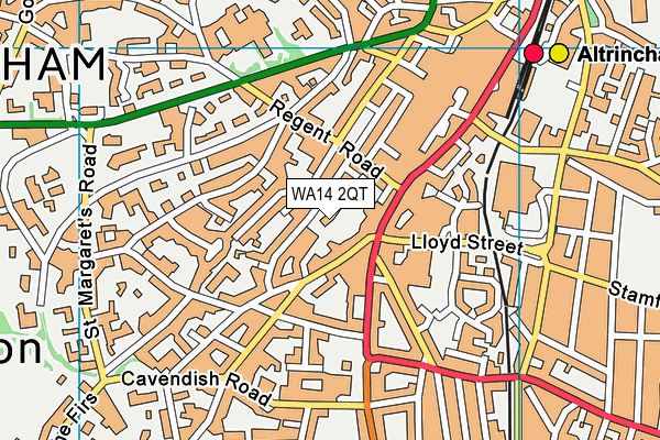WA14 2QT map - OS VectorMap District (Ordnance Survey)