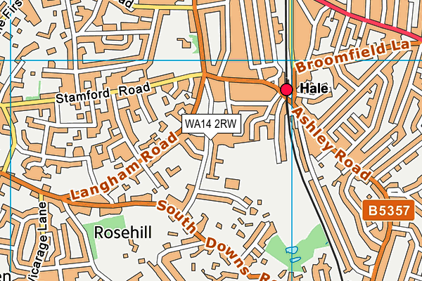 WA14 2RW map - OS VectorMap District (Ordnance Survey)