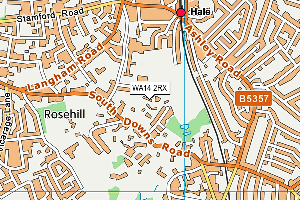 WA14 2RX map - OS VectorMap District (Ordnance Survey)