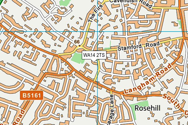 WA14 2TS map - OS VectorMap District (Ordnance Survey)