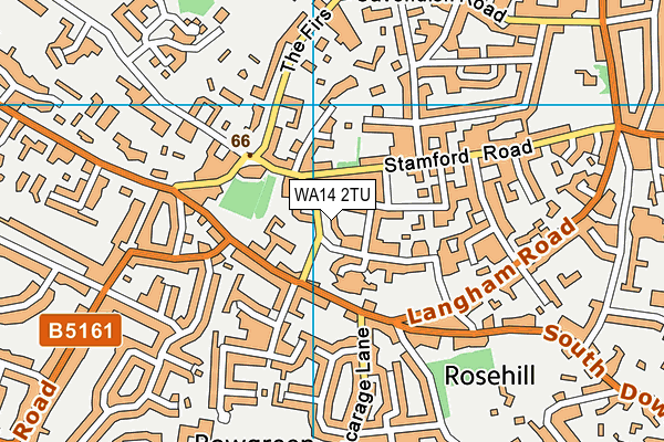 WA14 2TU map - OS VectorMap District (Ordnance Survey)