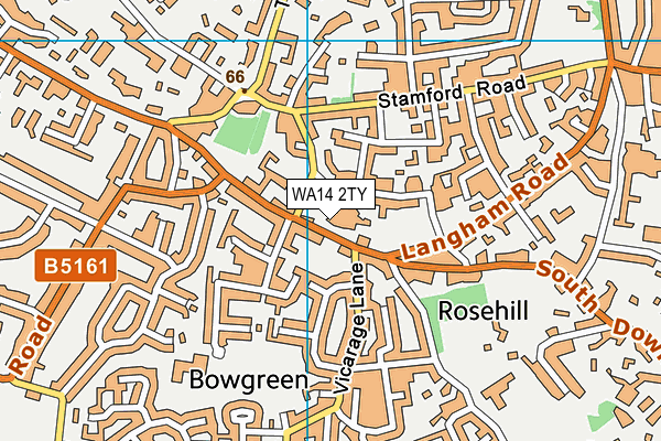 WA14 2TY map - OS VectorMap District (Ordnance Survey)