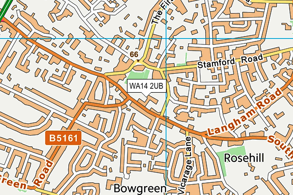 WA14 2UB map - OS VectorMap District (Ordnance Survey)