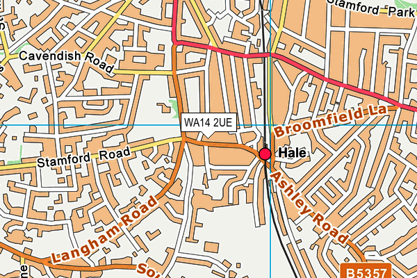 WA14 2UE map - OS VectorMap District (Ordnance Survey)