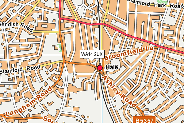 WA14 2UX map - OS VectorMap District (Ordnance Survey)