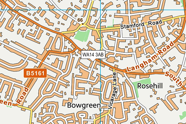 WA14 3AB map - OS VectorMap District (Ordnance Survey)