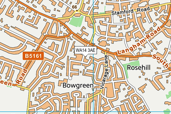 WA14 3AE map - OS VectorMap District (Ordnance Survey)