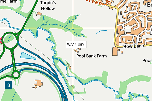 WA14 3BY map - OS VectorMap District (Ordnance Survey)