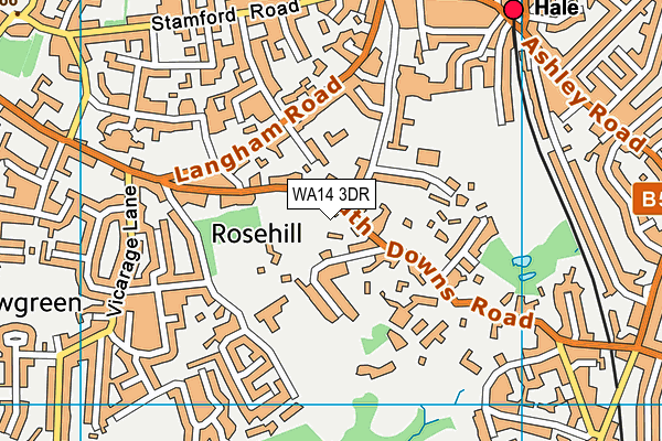 WA14 3DR map - OS VectorMap District (Ordnance Survey)