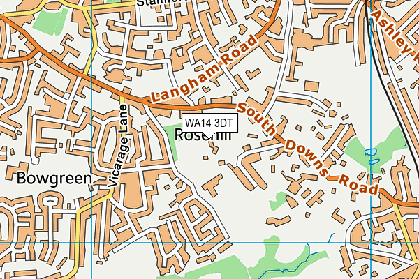 WA14 3DT map - OS VectorMap District (Ordnance Survey)