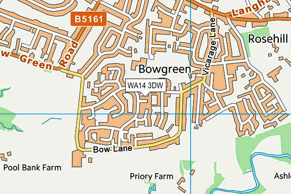 WA14 3DW map - OS VectorMap District (Ordnance Survey)