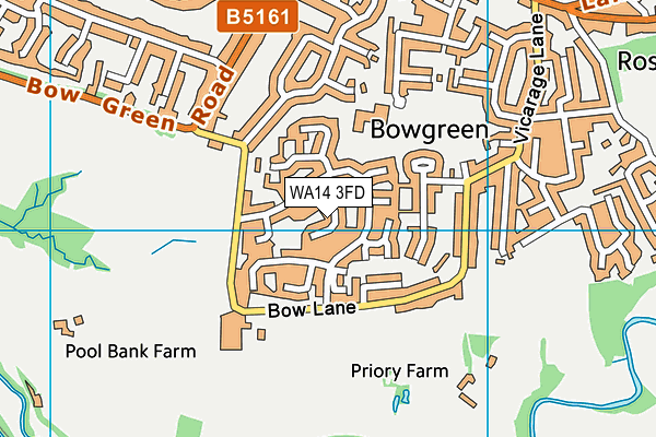 WA14 3FD map - OS VectorMap District (Ordnance Survey)