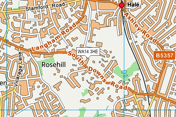 WA14 3HE map - OS VectorMap District (Ordnance Survey)