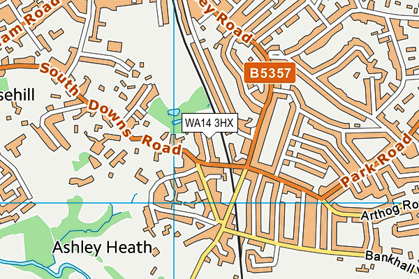 WA14 3HX map - OS VectorMap District (Ordnance Survey)