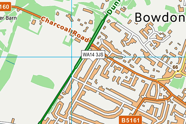 WA14 3JS map - OS VectorMap District (Ordnance Survey)