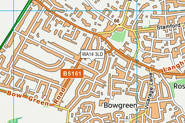 WA14 3LD map - OS VectorMap District (Ordnance Survey)