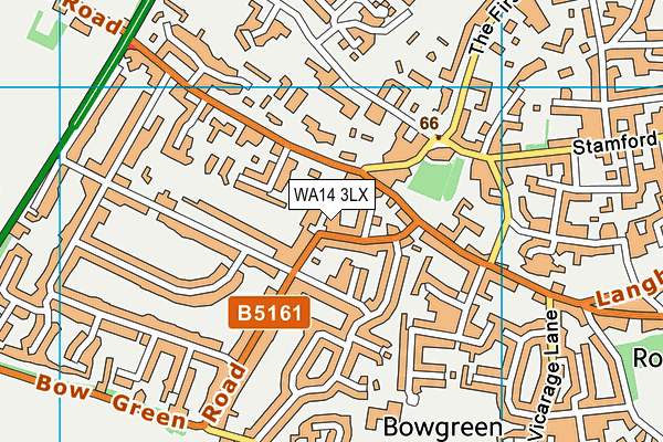 WA14 3LX map - OS VectorMap District (Ordnance Survey)
