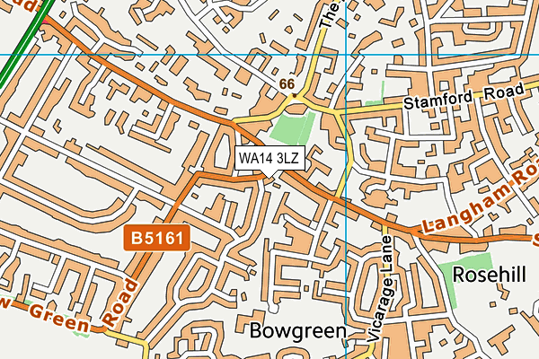 WA14 3LZ map - OS VectorMap District (Ordnance Survey)