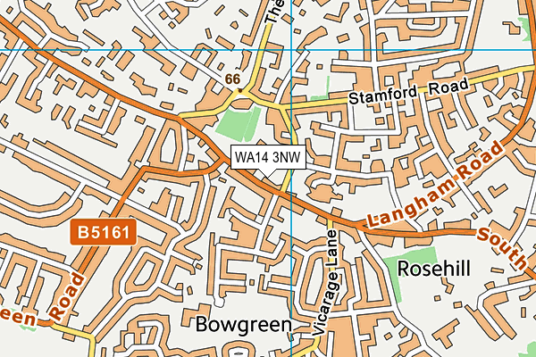 WA14 3NW map - OS VectorMap District (Ordnance Survey)