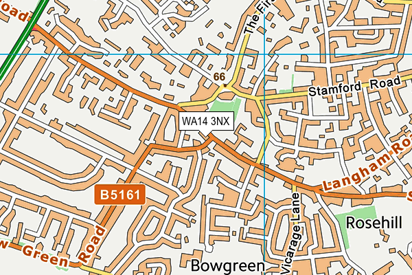WA14 3NX map - OS VectorMap District (Ordnance Survey)