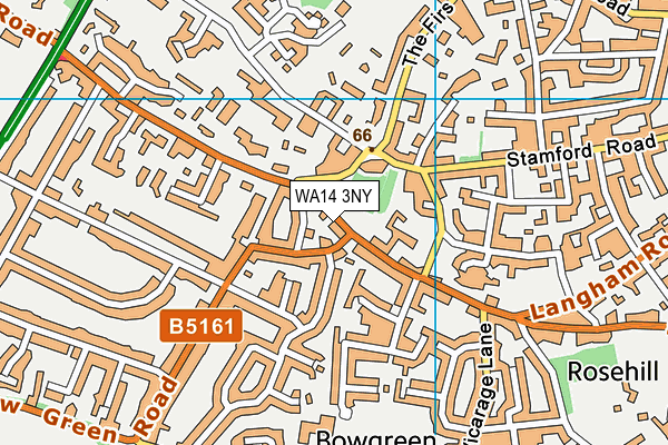 WA14 3NY map - OS VectorMap District (Ordnance Survey)