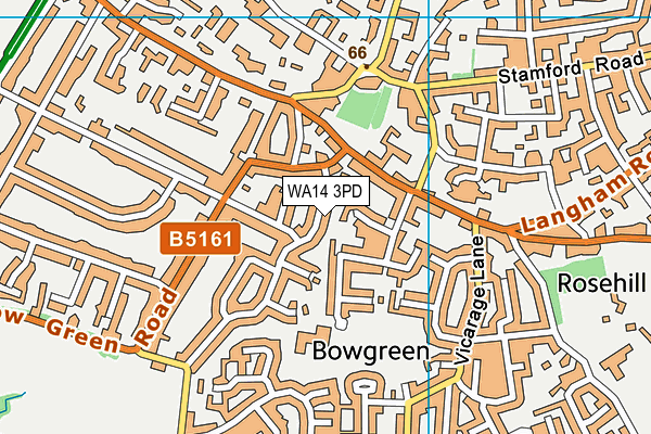 WA14 3PD map - OS VectorMap District (Ordnance Survey)