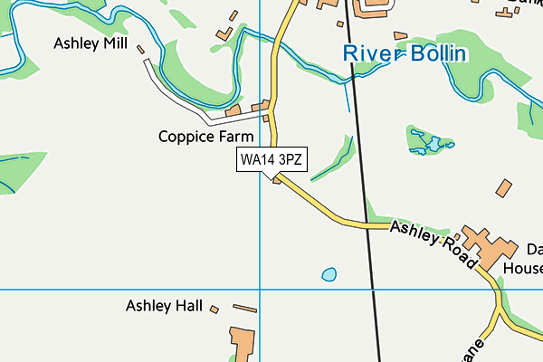 WA14 3PZ map - OS VectorMap District (Ordnance Survey)