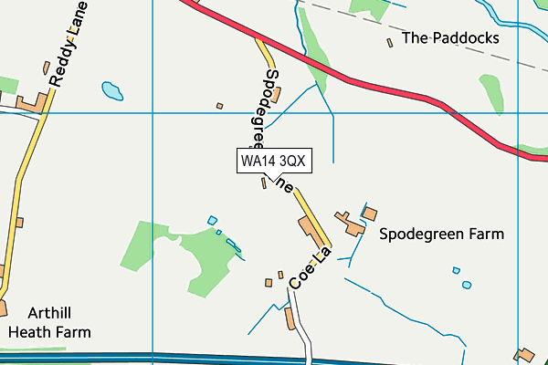 WA14 3QX map - OS VectorMap District (Ordnance Survey)