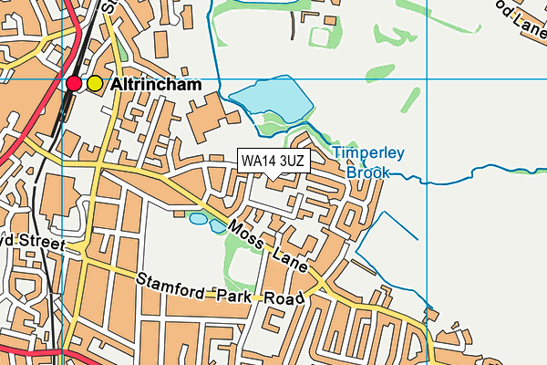 WA14 3UZ map - OS VectorMap District (Ordnance Survey)