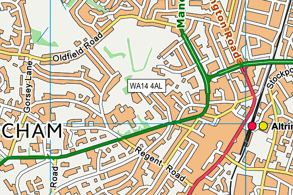 WA14 4AL map - OS VectorMap District (Ordnance Survey)