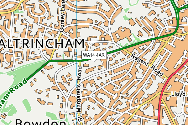 WA14 4AR map - OS VectorMap District (Ordnance Survey)