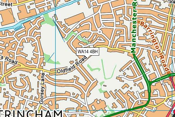 WA14 4BH map - OS VectorMap District (Ordnance Survey)