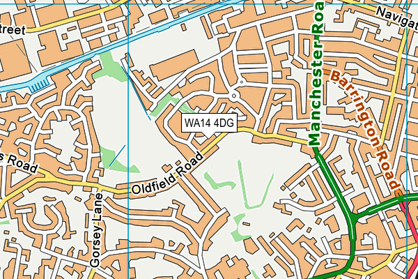 WA14 4DG map - OS VectorMap District (Ordnance Survey)